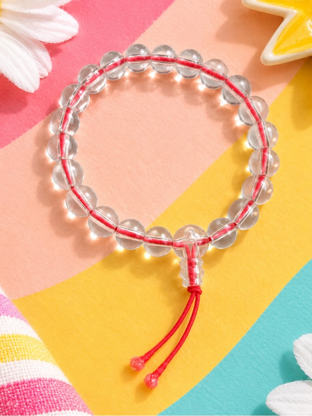 Coral Beaded Stretch Bracelet